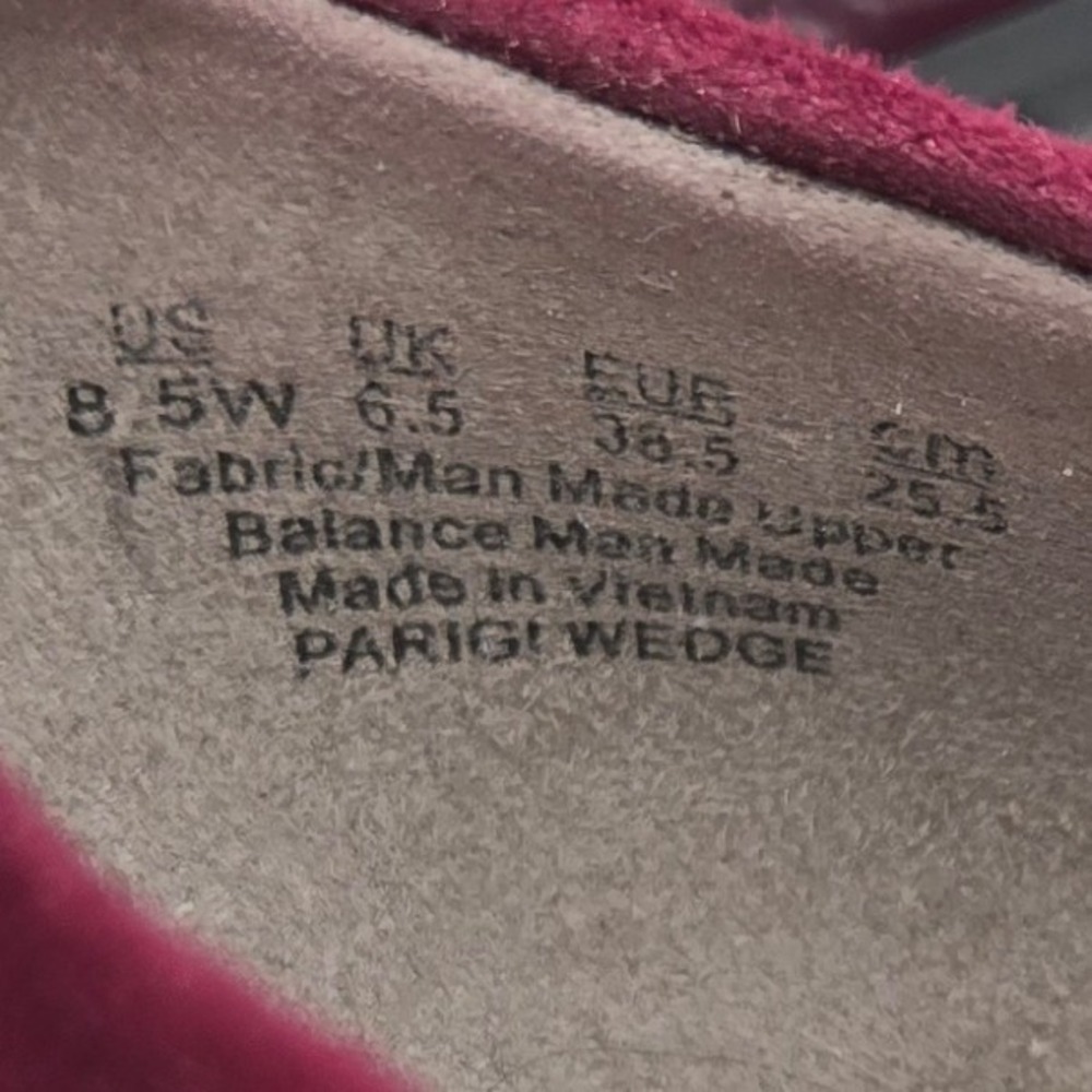 LifeStride Paris Wedge Shoes Burgundy Suede‎ Patent Elastic Comfort 8.5W - Picture 5 of 10